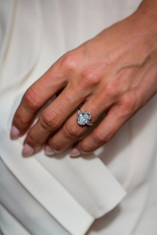 Round Swirl Semi Pave Engagement Ring – 1 CT Moissanite Diamond
