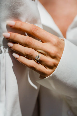 Round Swirl Semi Pave Engagement Ring – 1 CT Moissanite Diamond
