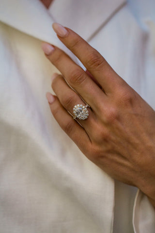 Round Swirl Semi Pave Engagement Ring – 1 CT Moissanite Diamond