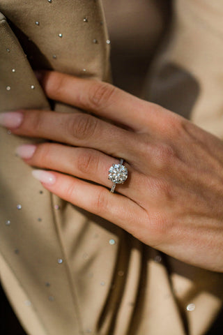 Round Swirl Semi Pave Engagement Ring – 1 CT Moissanite Diamond