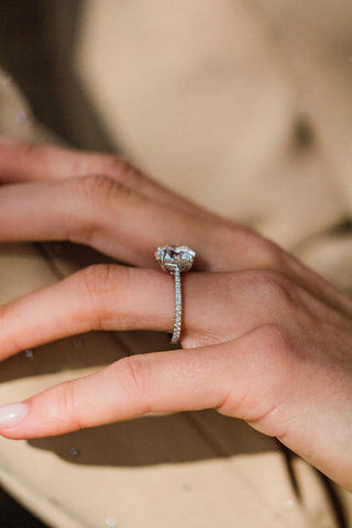 Round Swirl Semi Pave Engagement Ring – 1 CT Moissanite Diamond