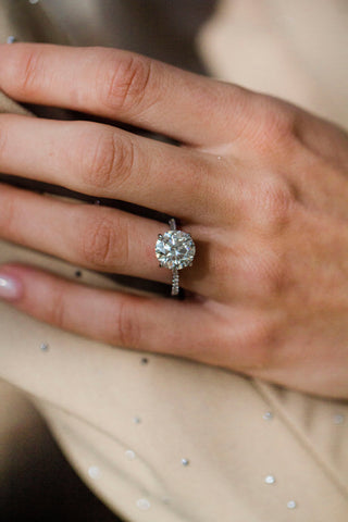 Round Swirl Semi Pave Engagement Ring – 1 CT Moissanite Diamond