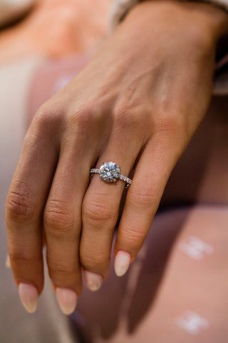 Round Swirl Semi Pave Engagement Ring – 1 CT Moissanite Diamond
