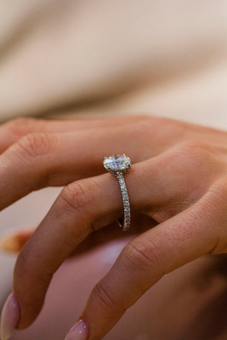 Round Swirl Semi Pave Engagement Ring – 1 CT Moissanite Diamond