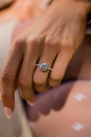 Round Swirl Semi Pave Engagement Ring – 1 CT Moissanite Diamond