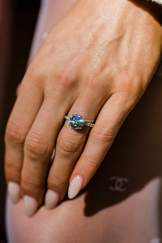 Round Swirl Semi Pave Engagement Ring – 1 CT Moissanite Diamond