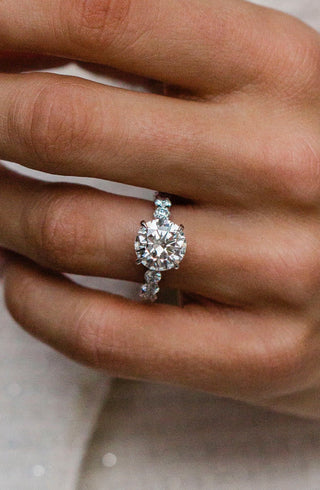 Round Swirl Semi Pave Engagement Ring – 1 CT Moissanite Diamond