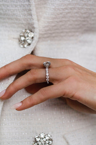 Round Swirl Semi Pave Engagement Ring – 1 CT Moissanite Diamond