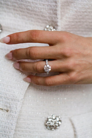 Round Swirl Semi Pave Engagement Ring – 1 CT Moissanite Diamond