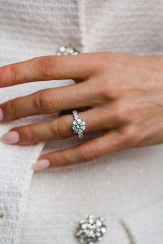 Round Swirl Semi Pave Engagement Ring – 1 CT Moissanite Diamond