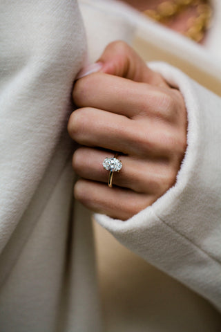 Round Swirl Semi Pave Engagement Ring – 1 CT Moissanite Diamond