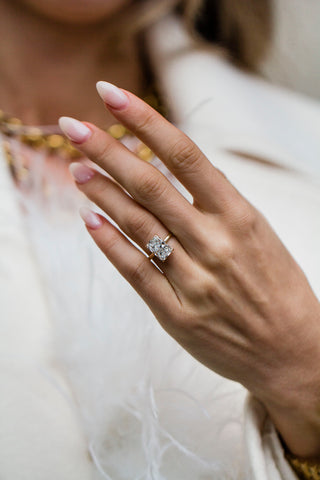 Round Swirl Semi Pave Engagement Ring – 1 CT Moissanite Diamond