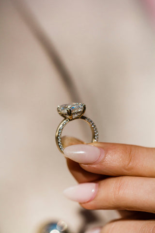 Round Swirl Semi Pave Engagement Ring – 1 CT Moissanite Diamond