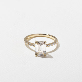 Emerald Pave Engagement Ring – 1 CT Lab Grown Diamond