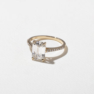Emerald Pave Engagement Ring – 1 CT Lab Grown Diamond