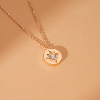 1.0 CT Round Bezel Solitaire Lab Grown Diamond Necklace
