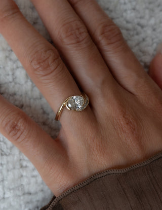 1 CT Oval Swirl East West Semi Pave Lab Grown Engagement Ring