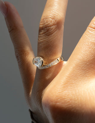 1 CT Oval Swirl East West Semi Pave Lab Grown Engagement Ring