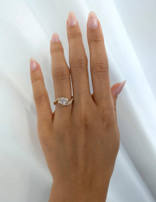 1 CT Oval Swirl East West Semi Pave Lab Grown Engagement Ring