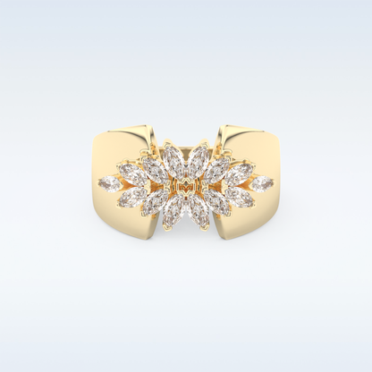 Beautiful Floral Cluster Wedding Band with 0.50 CT Marquise Cut Moissanite