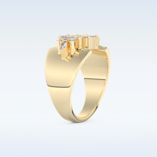 Beautiful Floral Cluster Wedding Band with 0.50 CT Marquise Cut Moissanite