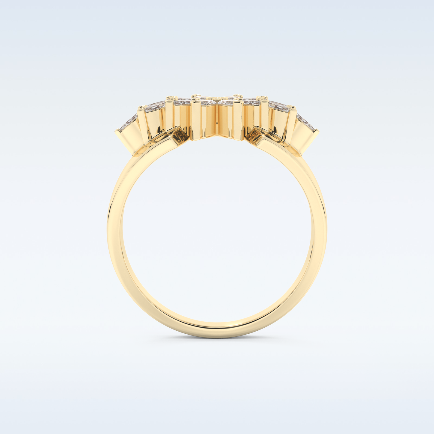 Beautiful Floral Cluster Wedding Band with 0.50 CT Marquise Cut Moissanite