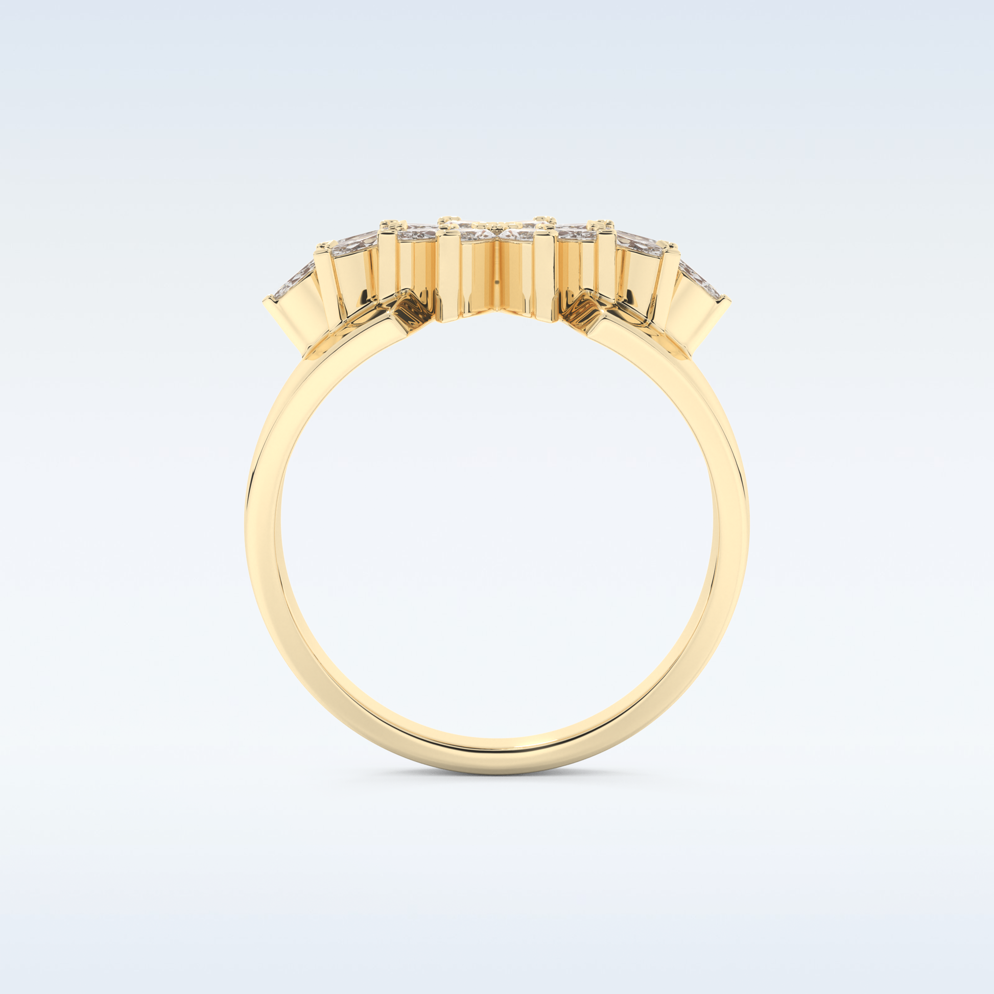 Beautiful Floral Cluster Wedding Band with 0.50 CT Marquise Cut Moissanite