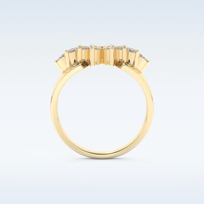 Beautiful Floral Cluster Wedding Band with 0.50 CT Marquise Cut Moissanite