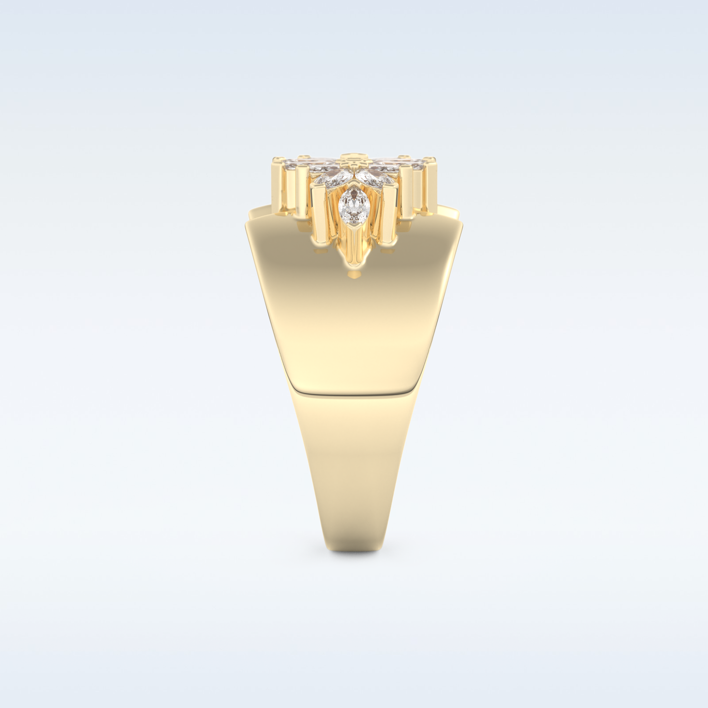 Beautiful Floral Cluster Wedding Band with 0.50 CT Marquise Cut Moissanite