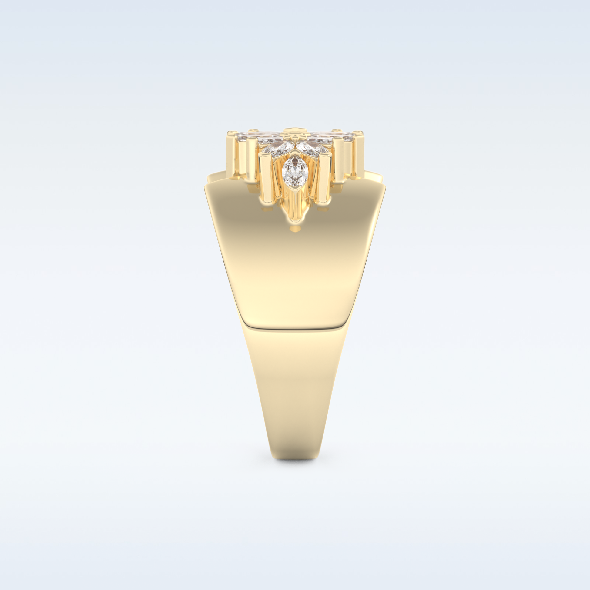 Beautiful Floral Cluster Wedding Band with 0.50 CT Marquise Cut Moissanite