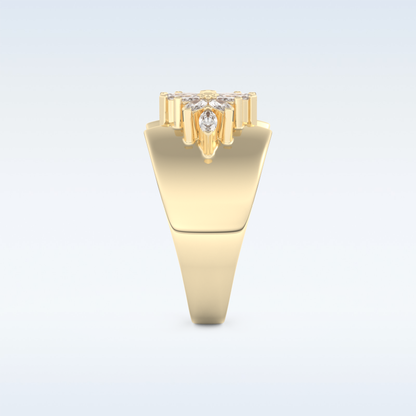 Beautiful Floral Cluster Wedding Band with 0.50 CT Marquise Cut Moissanite