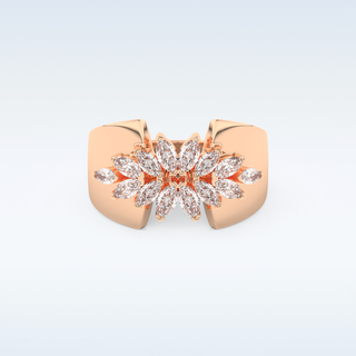 Beautiful Floral Cluster Wedding Band with 0.50 CT Marquise Cut Moissanite