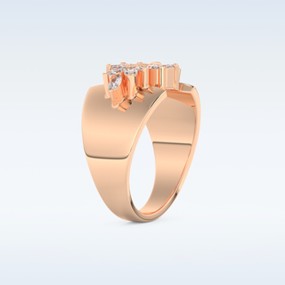 Beautiful Floral Cluster Wedding Band with 0.50 CT Marquise Cut Moissanite