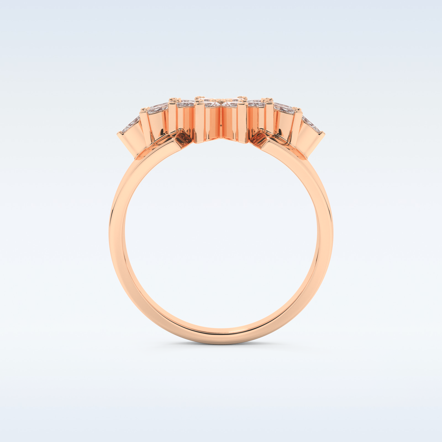 Beautiful Floral Cluster Wedding Band with 0.50 CT Marquise Cut Moissanite