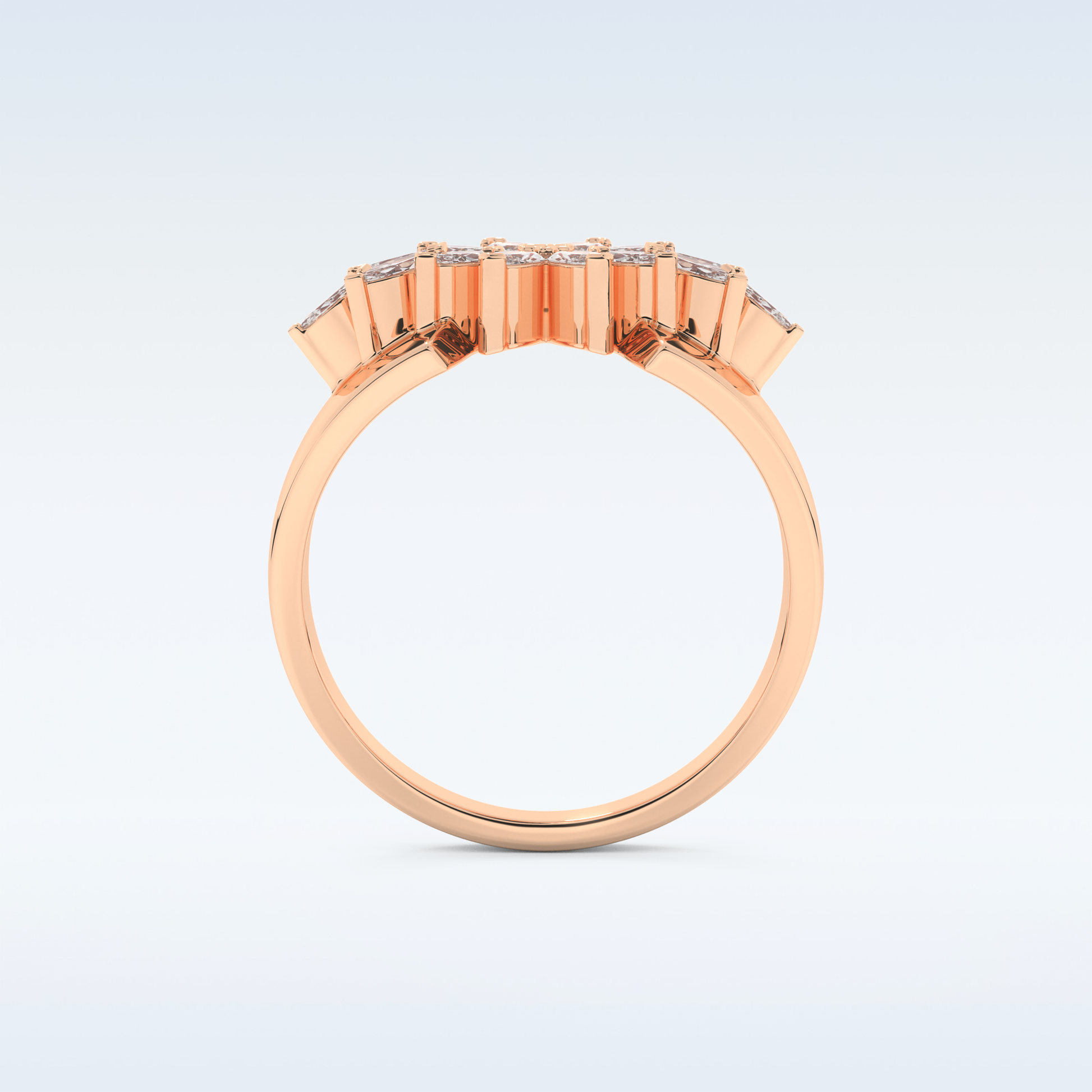 Beautiful Floral Cluster Wedding Band with 0.50 CT Marquise Cut Moissanite