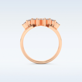 Beautiful Floral Cluster Wedding Band with 0.50 CT Marquise Cut Moissanite