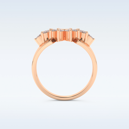 Beautiful Floral Cluster Wedding Band with 0.50 CT Marquise Cut Moissanite