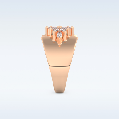 Beautiful Floral Cluster Wedding Band with 0.50 CT Marquise Cut Moissanite