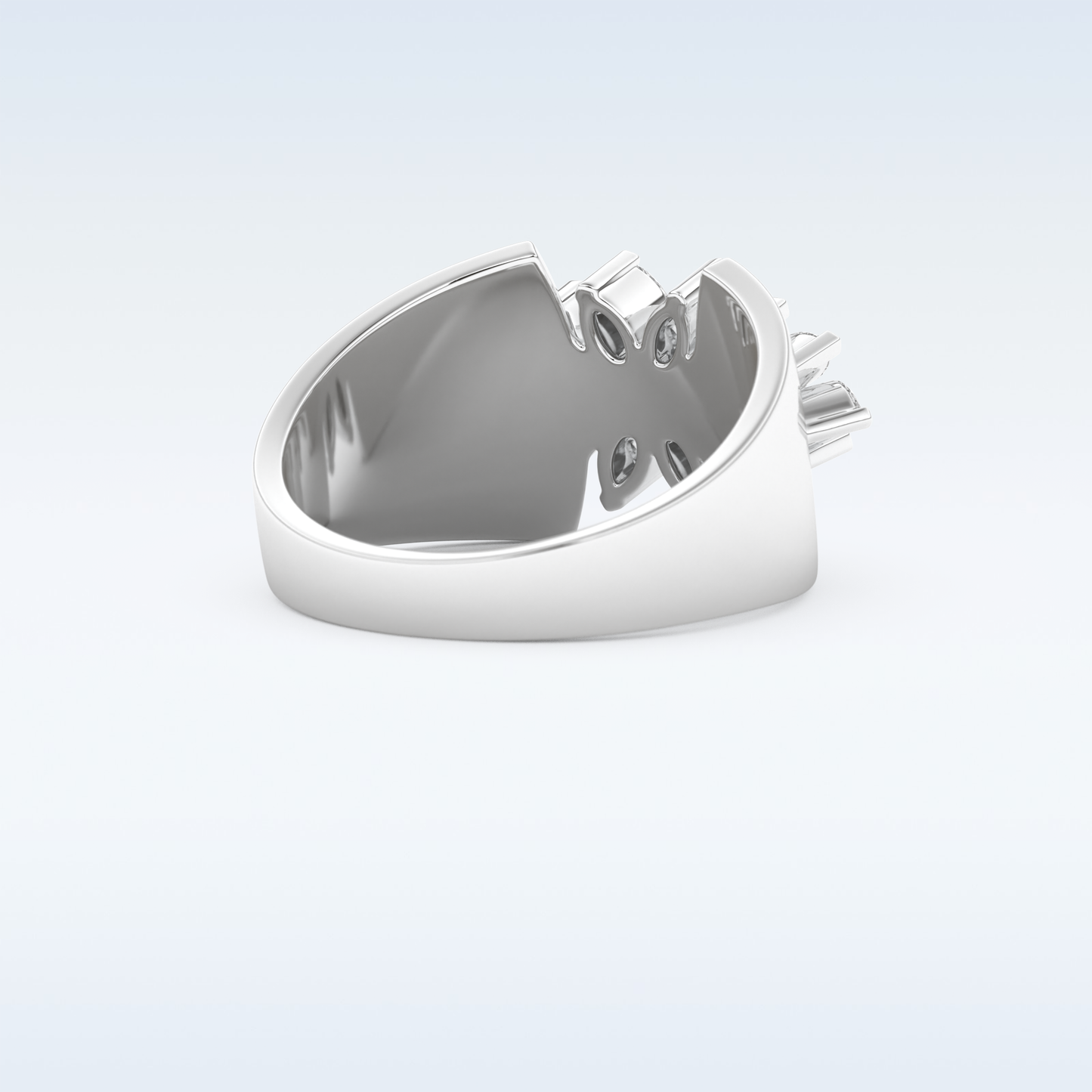 Beautiful Floral Cluster Wedding Band with 0.50 CT Marquise Cut Moissanite