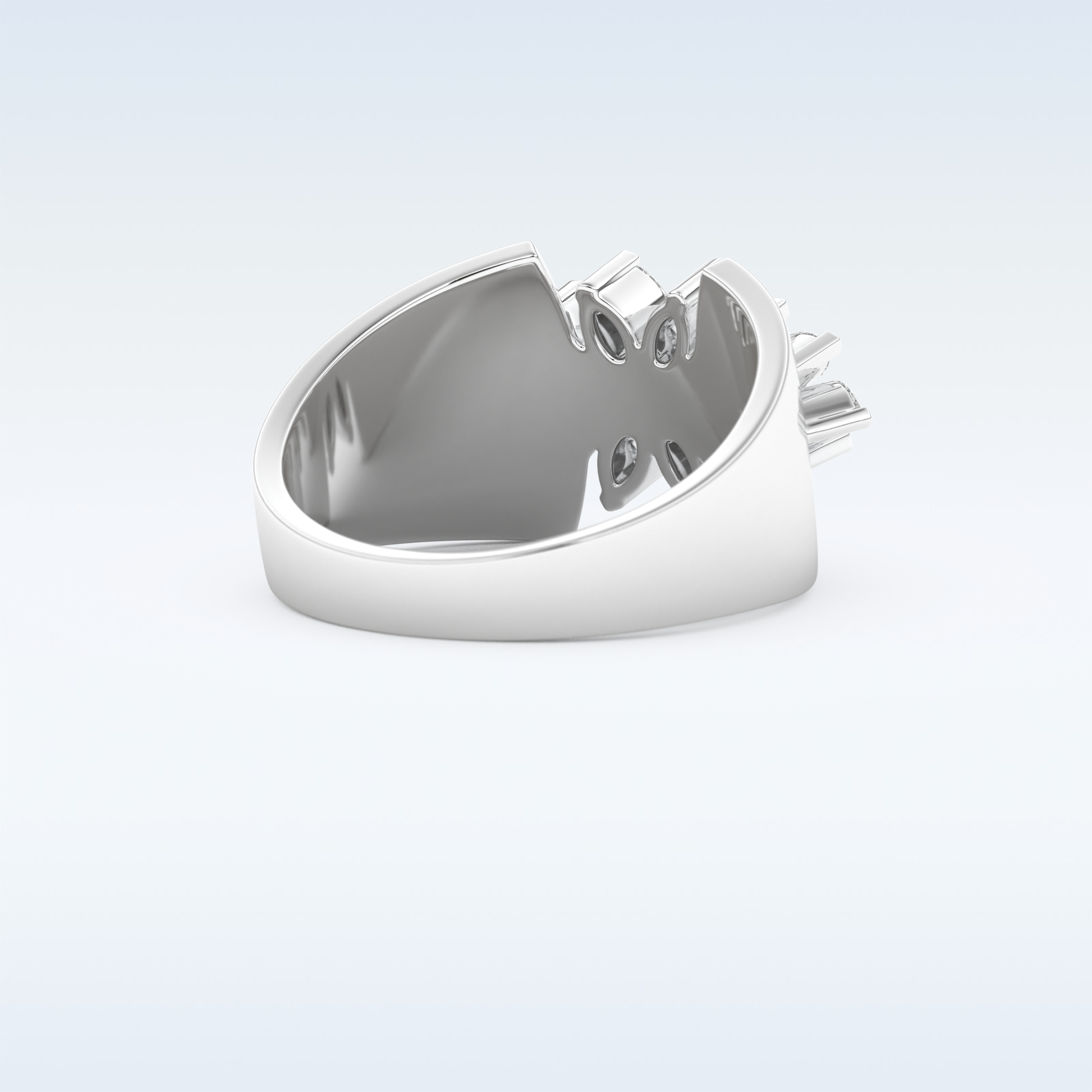 Beautiful Floral Cluster Wedding Band with 0.50 CT Marquise Cut Moissanite