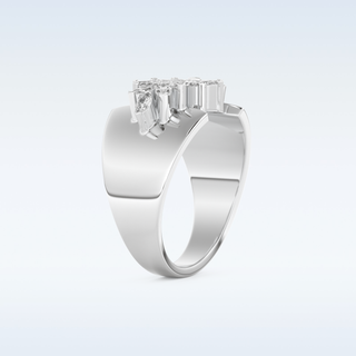 Beautiful Floral Cluster Wedding Band with 0.50 CT Marquise Cut Moissanite