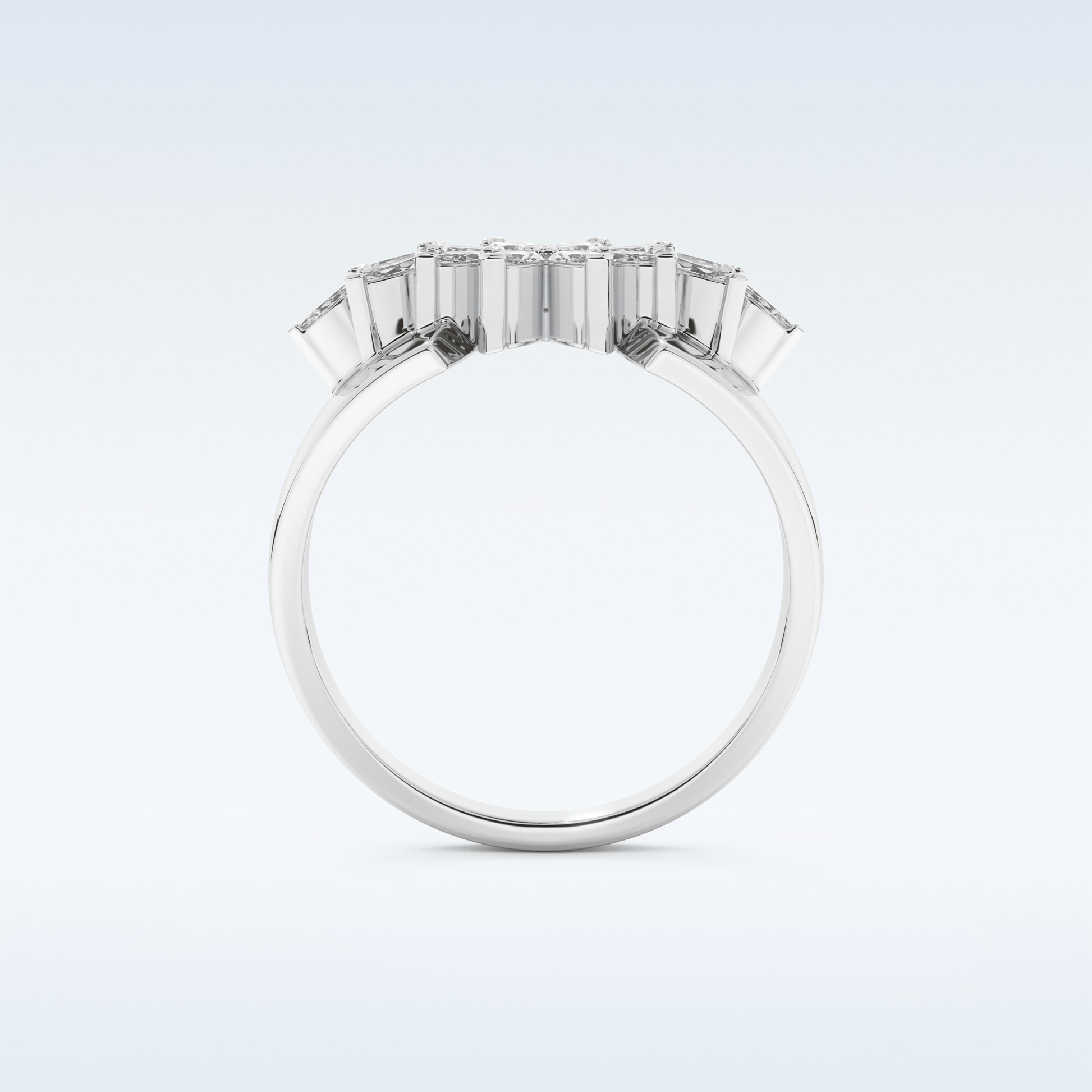 Beautiful Floral Cluster Wedding Band with 0.50 CT Marquise Cut Moissanite