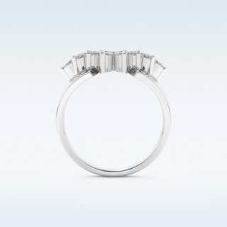 Beautiful Floral Cluster Wedding Band with 0.50 CT Marquise Cut Moissanite