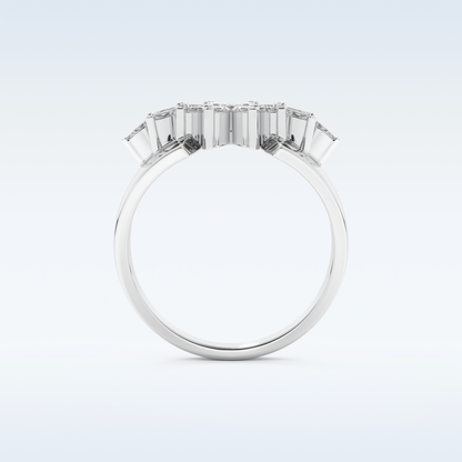 Beautiful Floral Cluster Wedding Band with 0.50 CT Marquise Cut Moissanite