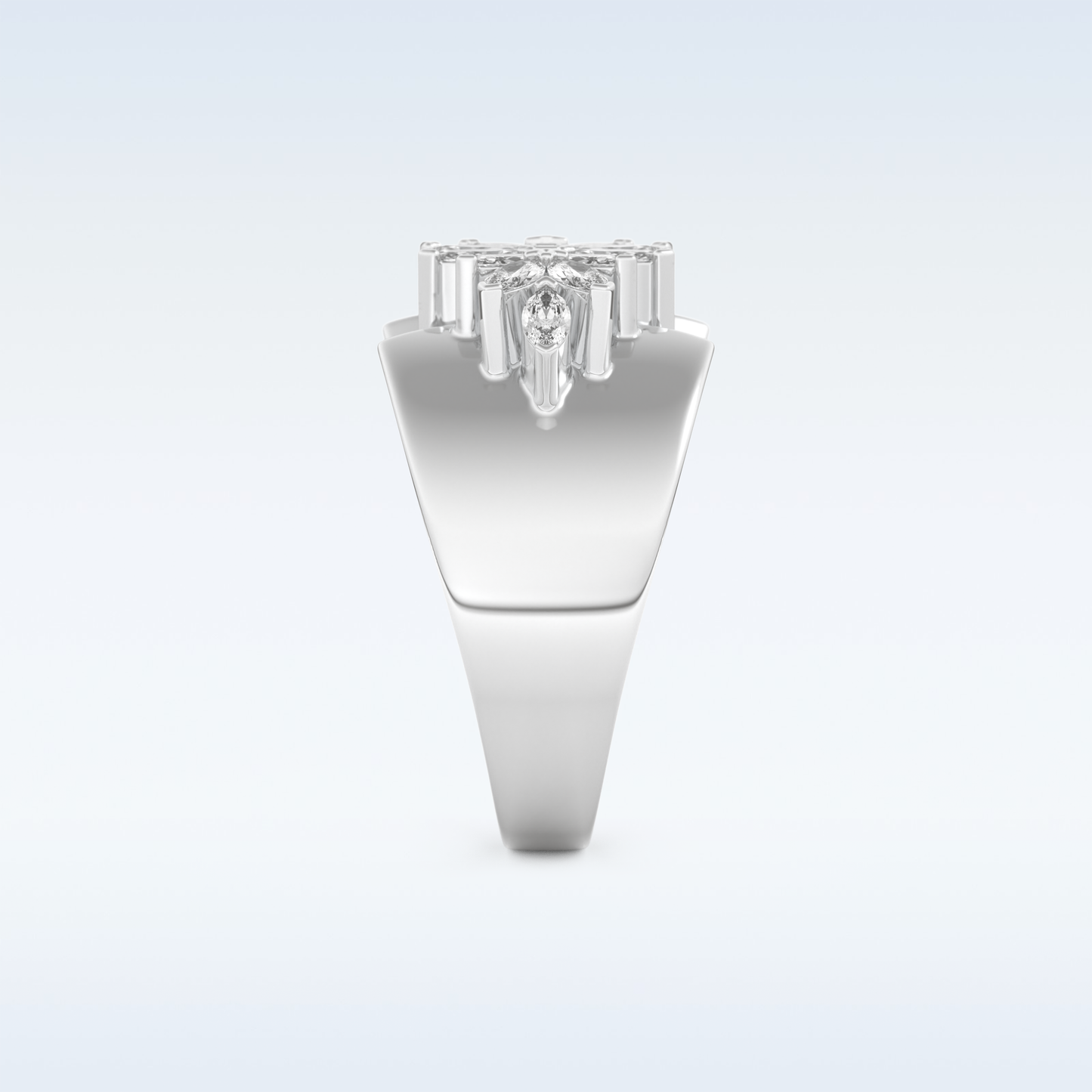 Beautiful Floral Cluster Wedding Band with 0.50 CT Marquise Cut Moissanite