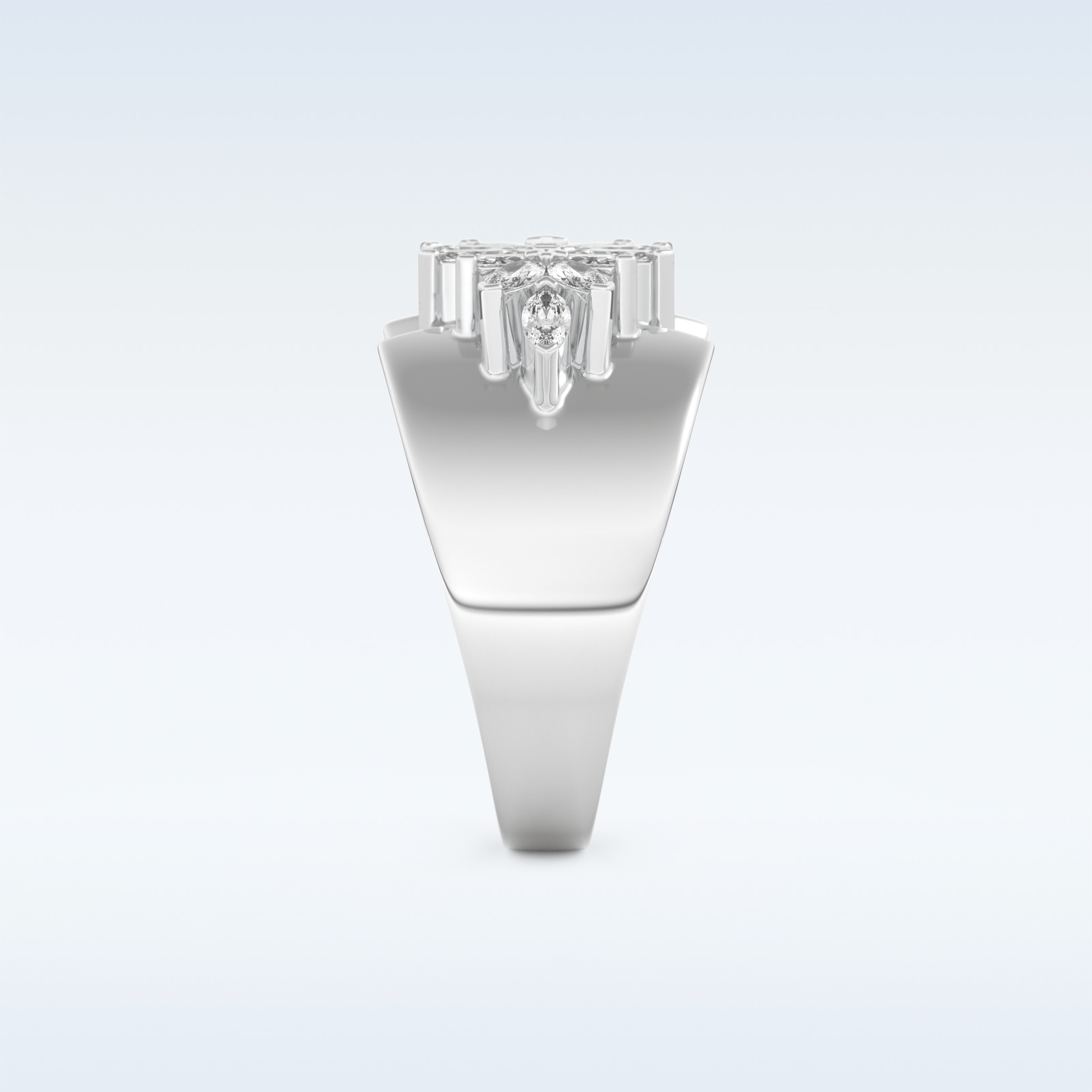 Beautiful Floral Cluster Wedding Band with 0.50 CT Marquise Cut Moissanite