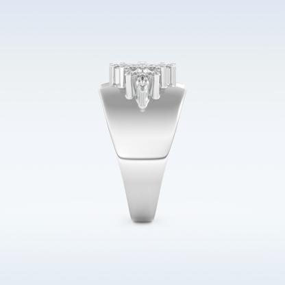 Beautiful Floral Cluster Wedding Band with 0.50 CT Marquise Cut Moissanite