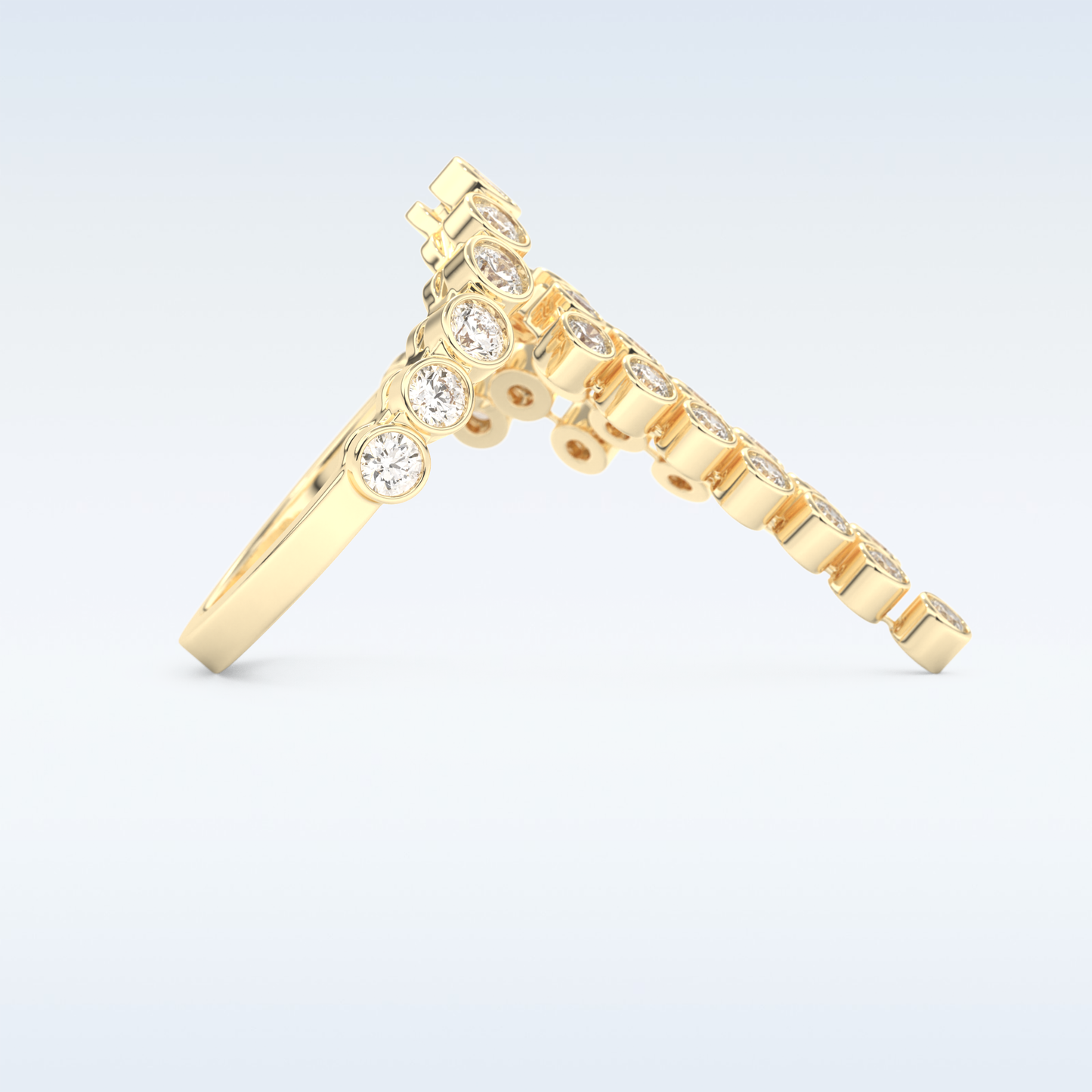 Beautiful Open & Bezel Wedding Band with 0.34 CT Round Cut Moissanite