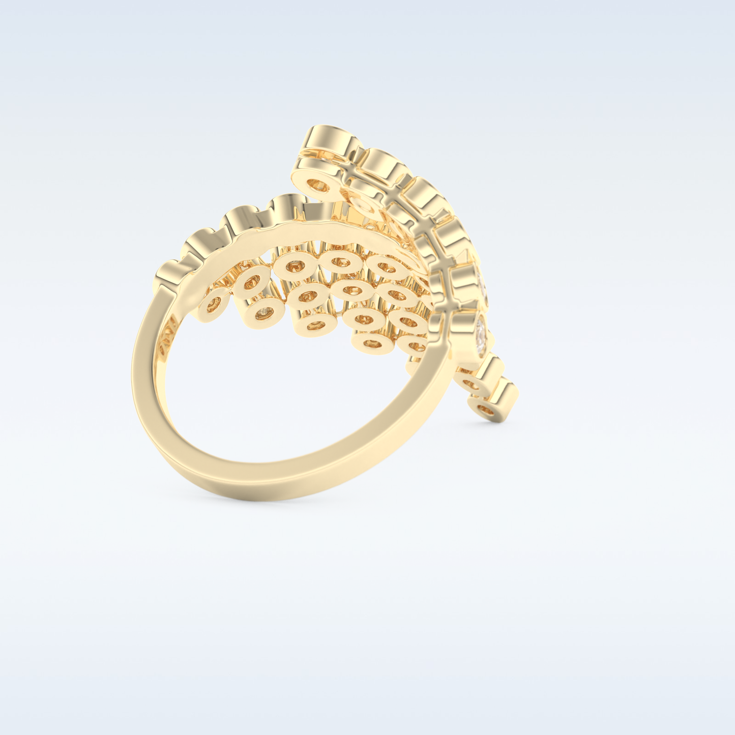 Beautiful Open & Bezel Wedding Band with 0.34 CT Round Cut Moissanite