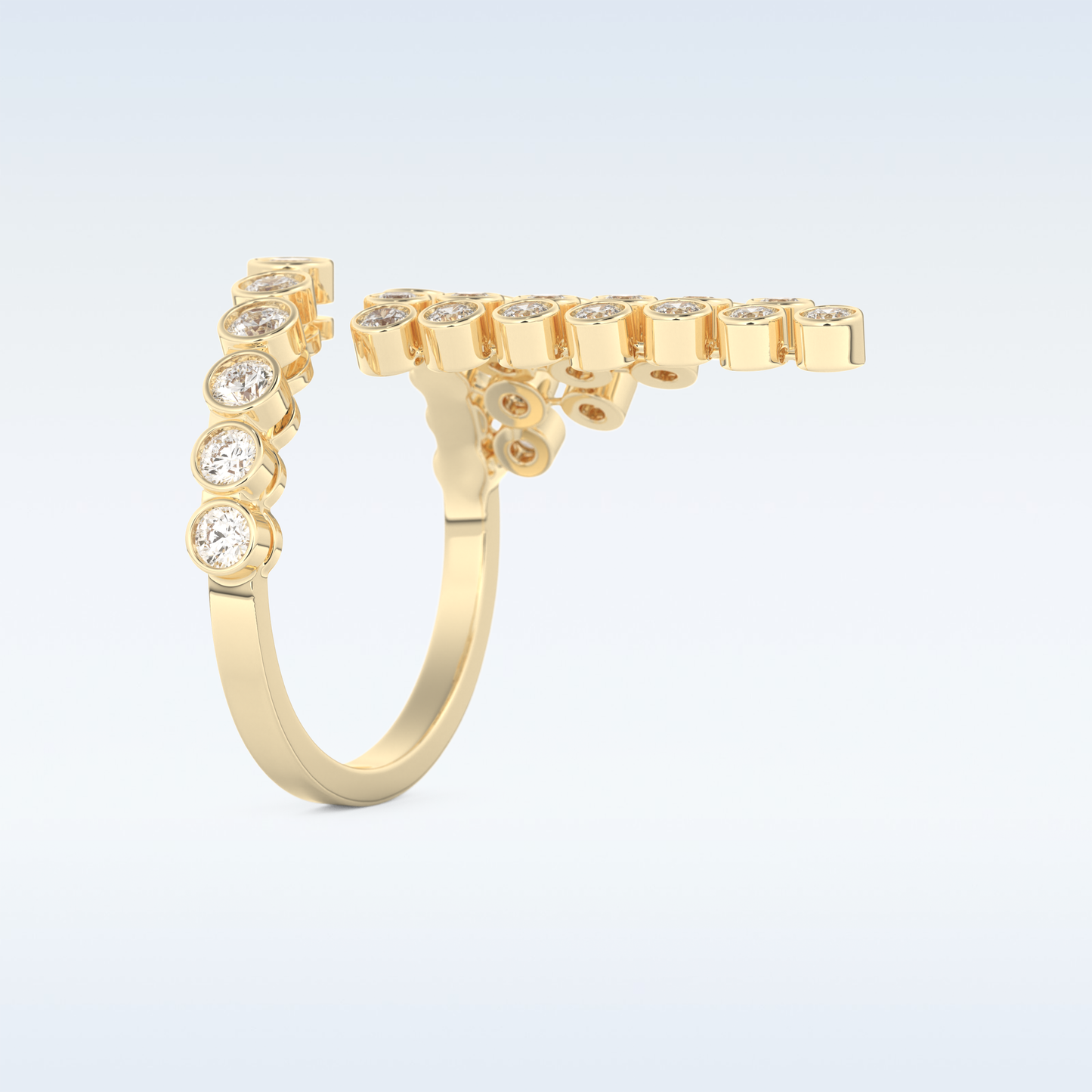 Beautiful Open & Bezel Wedding Band with 0.34 CT Round Cut Moissanite